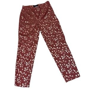 Piazza Sempione Red Coral GoldMetallic Cropped Pants Women’s Size 4 Small